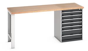 Bott Cubio Pedestal Bench with MPX Top & 7 Drawers - 2000mm Wide  x 750mm Deep x 940mm High. Workbench consists of the following components for easy self assembly:... 940mm Standing Bench for Workshops Industrial Engineers